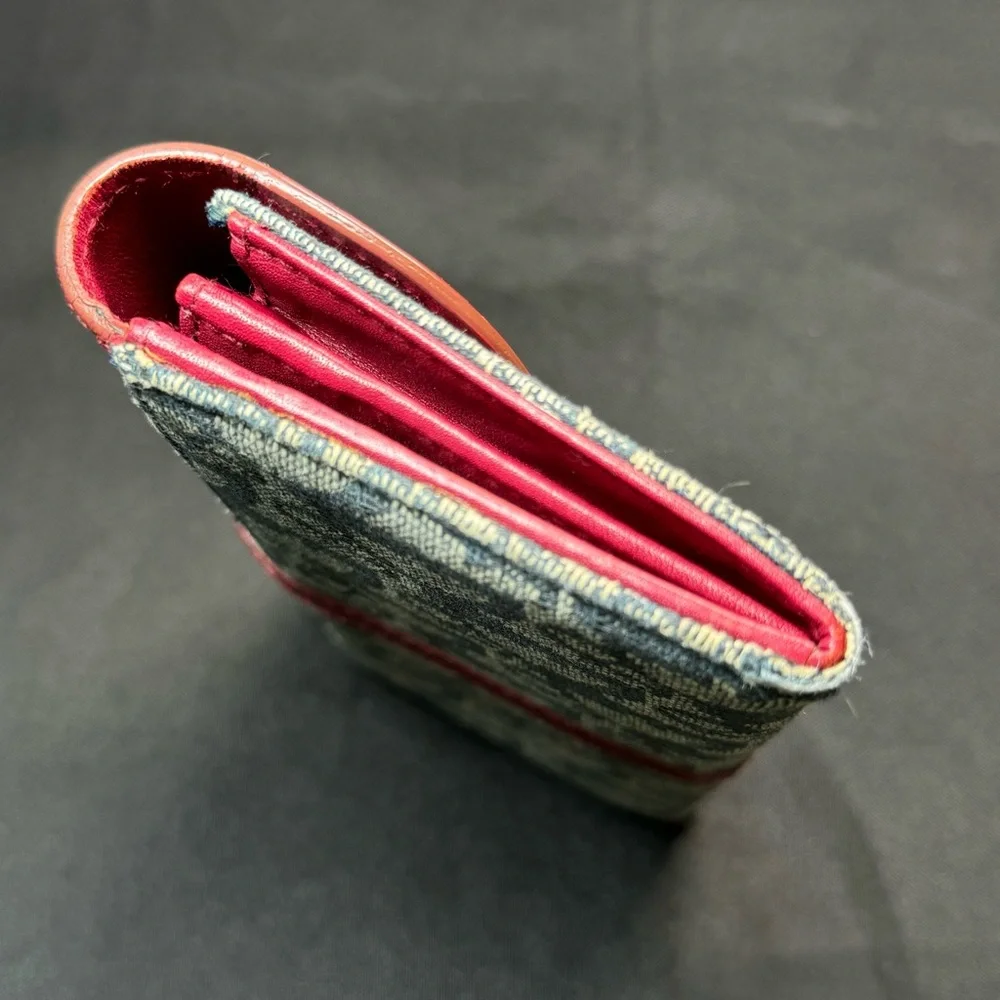 ❤️Christian Dior Red Navy Trotter Canvas Long Wallet, Italy❤️